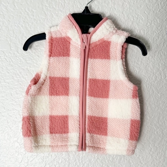 Old Navy Other - Old Navy Pink Plaid Sherpa Vest